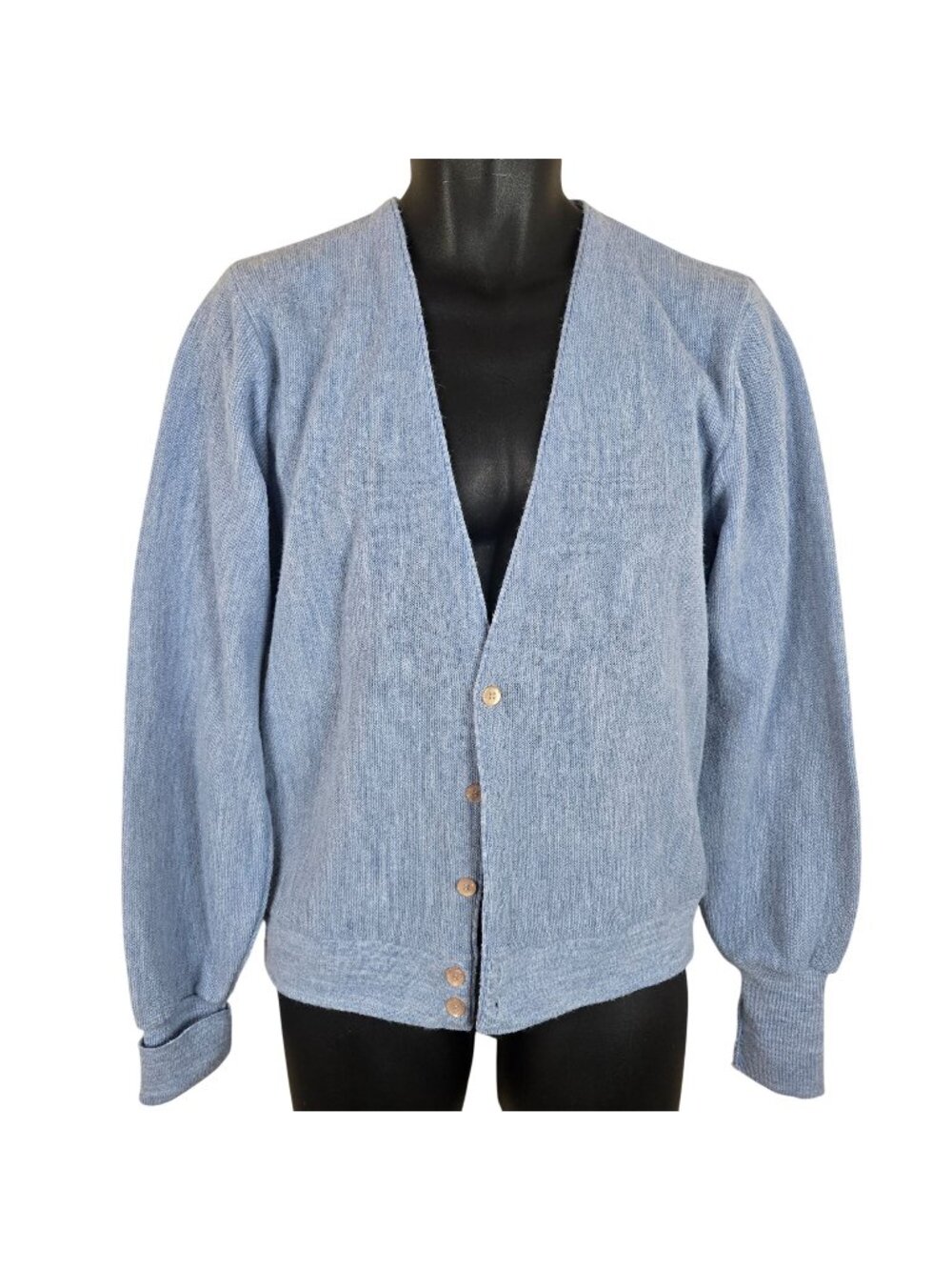 Vintage 70s Christian Dior Lt Blue Cardigan Sweater Mens M Grandpa Norm Core